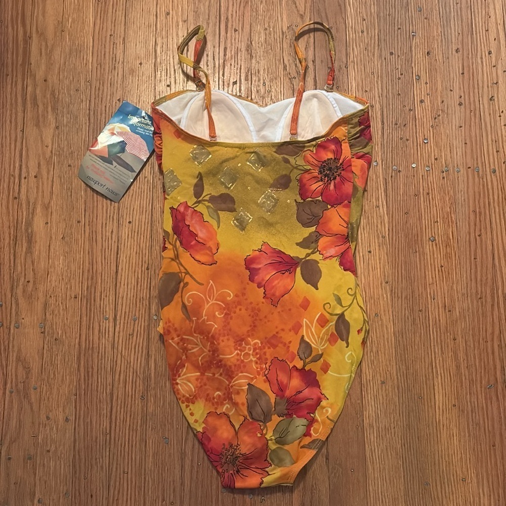 NWT Sun Streak by Newport News Swimming Suit Tropical Floral Print 14 Tall - Picture 3 of 8